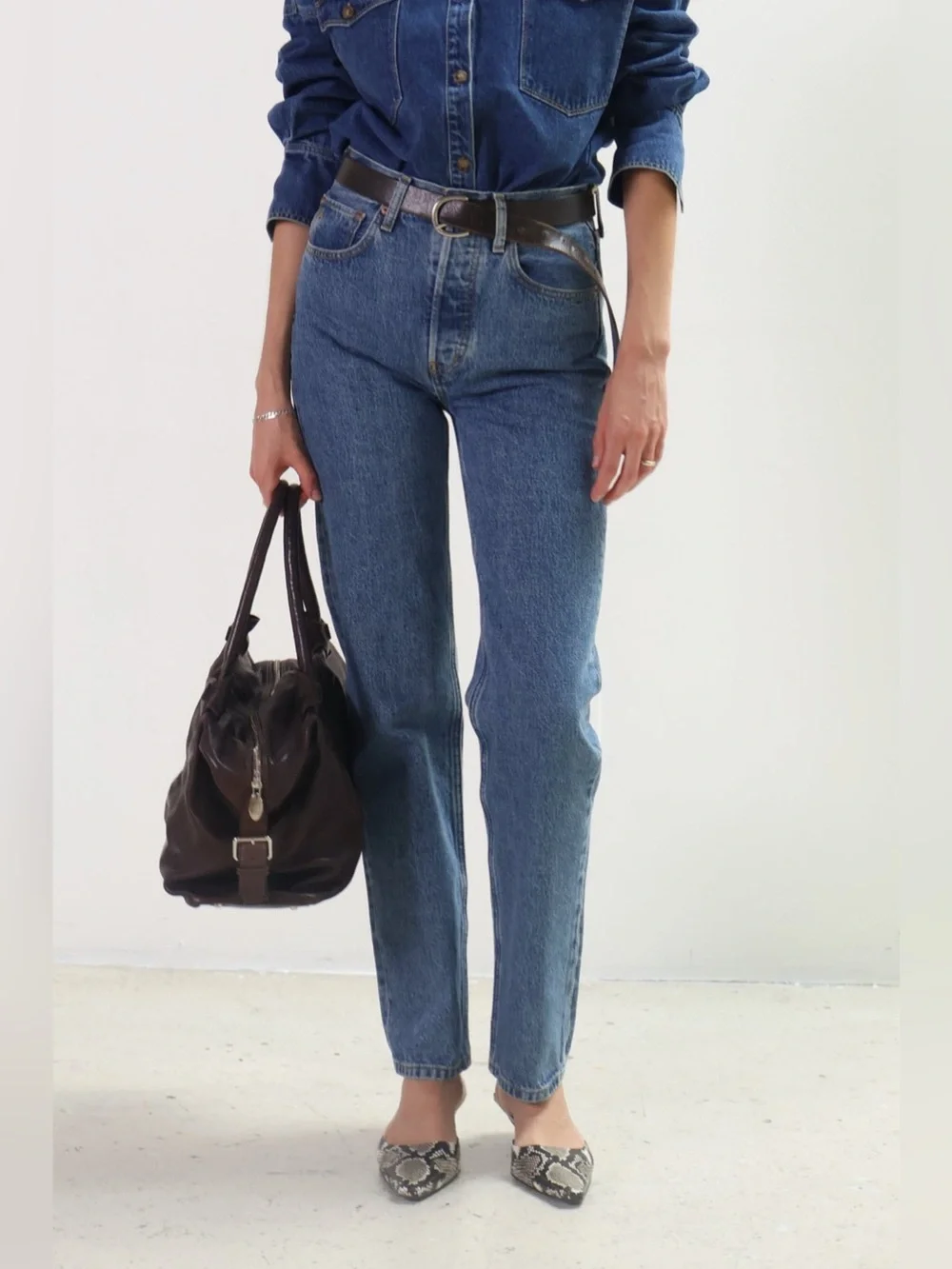 Etica leia $238 Classic High-Rise Blue Denim Jeans mother agolde cos ruti 27 ayr